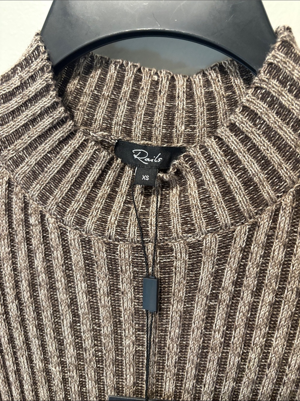Rails Ribbed Long Sleeve Midi Dress - Taupe and Brown - Picture 12 of 16